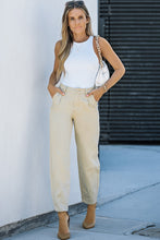 Load image into Gallery viewer, White Solid High Waist Casual Pants
