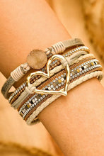 Load image into Gallery viewer, Beige Bohemian Heart Rhinestone Magnetic Buckle Bracelet
