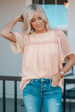 Load image into Gallery viewer, Apricot Flutter Sleeves Sheer Textured Babydoll Top
