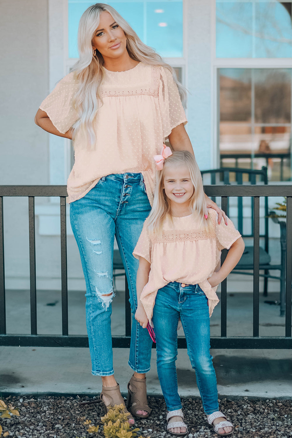 Apricot Flutter Sleeves Sheer Textured Babydoll Top