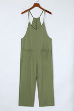 Load image into Gallery viewer, Black Pocketed Adjustable Spaghetti Strap Straight Leg Jumpsuit
