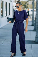 Load image into Gallery viewer, Red Belted Wide Leg Jumpsuit
