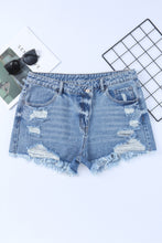 Load image into Gallery viewer, Sky Blue High Rise Crossover Waist Denim Shorts

