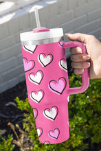Load image into Gallery viewer, Rose Red Valentines Heart Printed Thermos Cup with Handle 40oz

