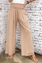 Load image into Gallery viewer, Black Smocked Wide Waistband High Waist Wide Leg Pants
