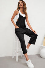 Load image into Gallery viewer, Black Pocketed Adjustable Spaghetti Strap Straight Leg Jumpsuit
