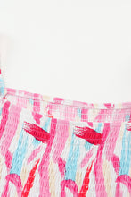 Load image into Gallery viewer, Pink Brush Stroke Printed Smocked Ruffle Tiered Dress
