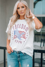 Load image into Gallery viewer, White FREEDOM Eagle Flag Print 1776 Graphic Tee
