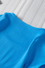 Load image into Gallery viewer, Black Ribbed Square Neck Short Sleeve Athleisure Romper
