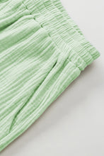 Load image into Gallery viewer, Green Crinkled Texture V Neck Ruffled Sleeve Tops and Shorts Set
