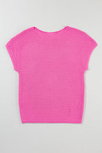 Load image into Gallery viewer, Pink Solid Loose Knit Short Dolman Sleeve Sweater
