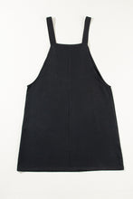Load image into Gallery viewer, Black Solid Buttoned Straps Plus Size Overall Dress
