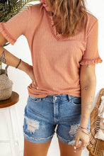 Load image into Gallery viewer, Distressed Ripped Rolled Hem Blue Denim Shorts
