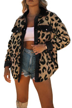Load image into Gallery viewer, Black Contrast Trimmed Leopard Teddy Shacket
