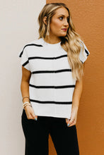 Load image into Gallery viewer, White Striped Batwing Sleeve Sweater Tee
