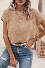 Load image into Gallery viewer, Smoke Gray Lattice Textured Knit Short Sleeve Sweater
