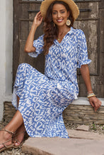 Load image into Gallery viewer, Sky Blue V Neck Casual Geometric Print Maxi Dress
