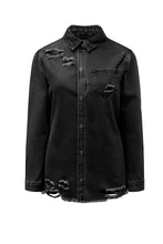 Load image into Gallery viewer, Black Ripped Denim Jacket
