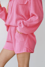 Load image into Gallery viewer, Pink Ribbed Knit Button Top and Shorts Set
