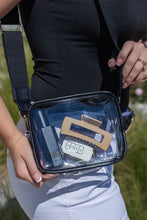 Load image into Gallery viewer, Black Clear PVC Leather Strap Crossbody Bag
