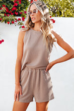 Load image into Gallery viewer, Smoke Gray Corded Sleeveless Top and Pocketed Shorts Set
