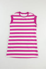 Load image into Gallery viewer, Rose Stripe Cap Sleeve Pocketed Shift T-shirt Dress
