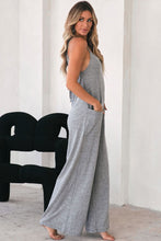 Load image into Gallery viewer, Black Loose Fit Side Pockets Spaghetti Strap Wide Leg Jumpsuit
