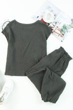 Load image into Gallery viewer, Gray Crinkled Texture Tee and Jogger Pants Set

