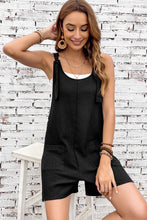 Load image into Gallery viewer, Black Adjustable Straps Pocketed Textured Romper
