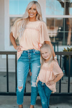 Load image into Gallery viewer, Apricot Flutter Sleeves Sheer Textured Babydoll Top
