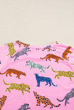 Load image into Gallery viewer, Pink Flower Print Short Sleeve High Waist Two Piece Shorts Set
