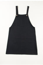 Load image into Gallery viewer, Black Solid Buttoned Straps Plus Size Overall Dress
