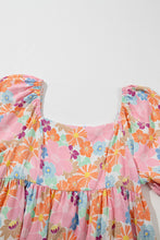 Load image into Gallery viewer, Multicolour Floral Puff Sleeve Square Neck Plus Babydoll Dress
