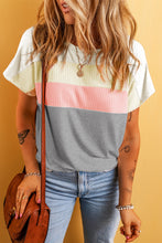 Load image into Gallery viewer, Gray Ribbed Color Block Patchwork T-shirt
