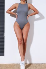 Load image into Gallery viewer, Black Solid Color Ribbed Sleeveless Sport Romper
