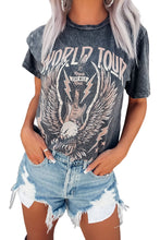 Load image into Gallery viewer, Gray WORLD TOUR Graphic Print Mineral Washed Tee
