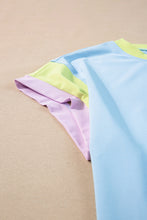 Load image into Gallery viewer, Sky Blue Color Block Detail Casual Two-piece Outfit
