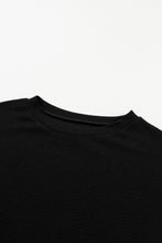 Load image into Gallery viewer, Black Casual Textured Tee and Drawstring Shorts Set

