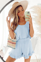 Load image into Gallery viewer, Sky Blue Textured U Neck Tank Top and High Waist Shorts Set
