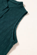 Load image into Gallery viewer, Sea Green Lattice Textured Split Neck Tank Top
