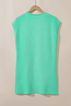 Load image into Gallery viewer, Mint Green Textured Cap Sleeve T Shirt Dress

