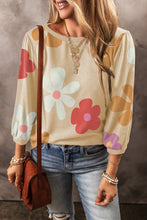 Load image into Gallery viewer, Apricot Cute Flower Print Bracelet Sleeve Top
