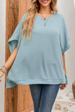 Load image into Gallery viewer, Apricot Ribbed Knit Batwing Sleeve Tunic Oversized T Shirt
