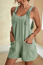 Load image into Gallery viewer, Black Adjustable Straps Pocketed Textured Romper

