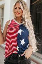 Load image into Gallery viewer, Red American Flag Stars and Stripes Tank Top
