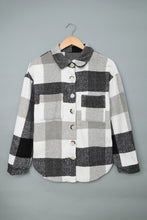 Load image into Gallery viewer, Plaid Color Block Buttoned Long Sleeve Jacket with Pocket
