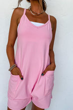 Load image into Gallery viewer, Pink Sleeveless Pocketed V Neck Jersey Romper

