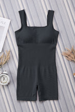 Load image into Gallery viewer, Black Ribbed Square Neck Padded Sports Romper

