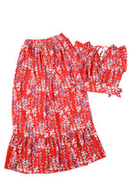Load image into Gallery viewer, White Floral Ruffled Crop Top and Maxi Skirt Set
