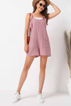 Load image into Gallery viewer, Black Adjustable Straps Pocketed Textured Romper
